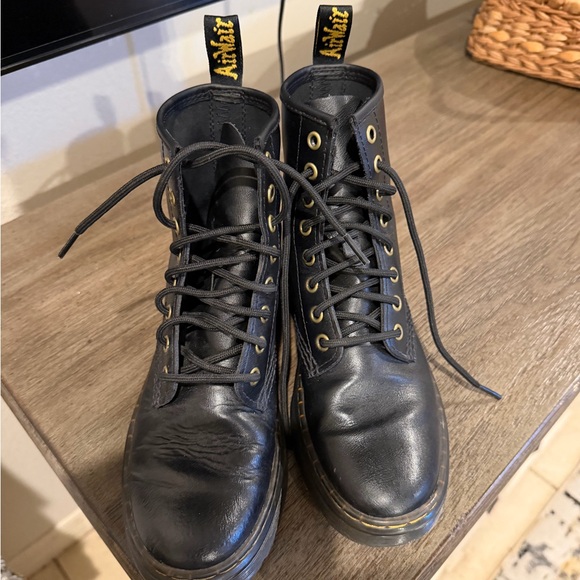 Dr. Martens Black Boots with Gold Eyelets - Picture 1 of 6